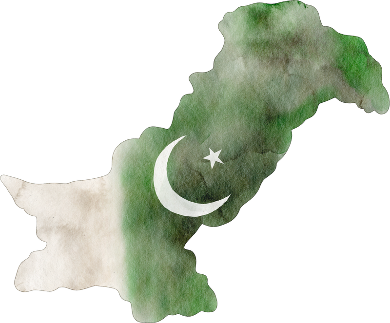 Watercolor map of Pakistan